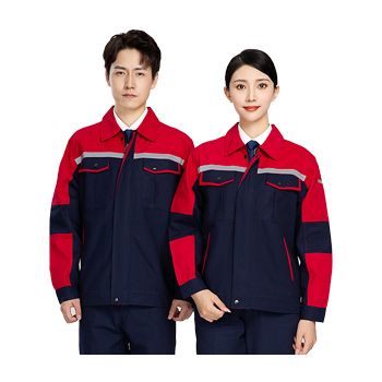006 時(shí)尚翻領(lǐng)拼色工程服  棉滌混紡  多色現(xiàn)貨  